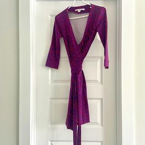 Diane Avon Furstenberg Classic Wrap Dress - Red/Purple Cheetah Print